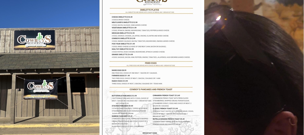Cowboys Restaurant Sanger Menu