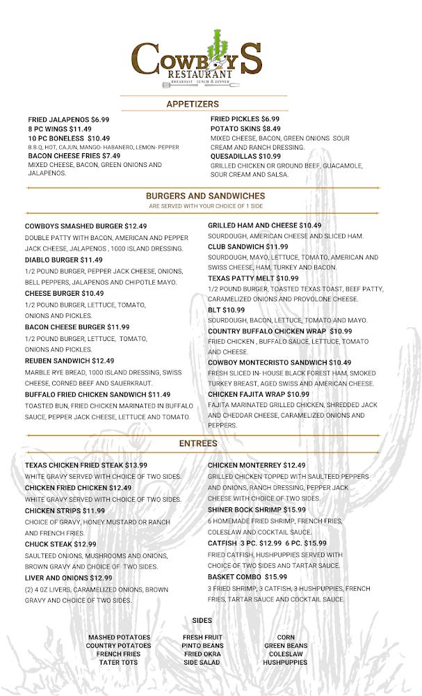 Cowboys Restaurant Sanger Menu image 2